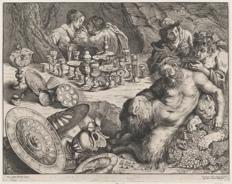 Bacchus and drunken Silenus Wall Art by Frans van den Wyngaerde - High-Resolution Digital Print