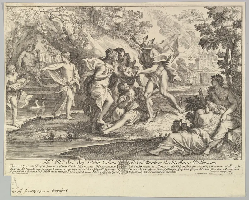 Bacchus as a child given by Mercury to the care of the Nymphs Wall Art by Andrea Procaccini - High-Resolution Digital Print