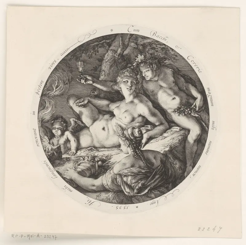 Bacchus, Ceres en Venus Wall Art by Hendrick Goltzius - High-Resolution Digital Print