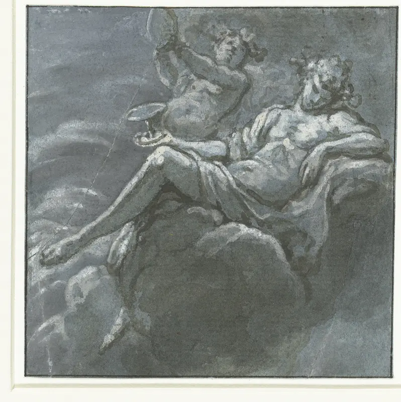Bacchus met een drinkschaal en een Sileen Wall Art by Hans Ulrich Franck - High-Resolution Digital Print