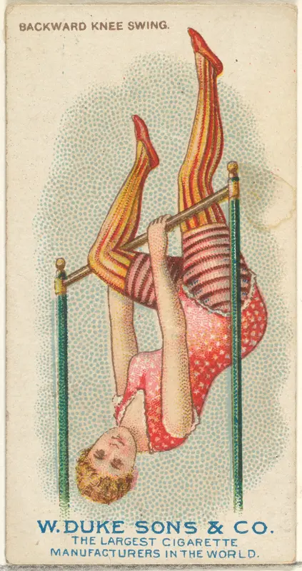 Backward Knee Swing, from the Gymnastic Exercises series (N77) for Duke brand cigarettes Wall Art by W. Duke, Sons & Co. - High-Resolution Digital Print