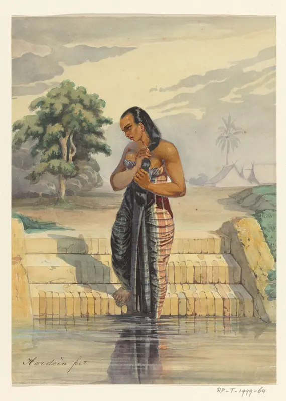 Badende tot slaaf gemaakte Javaanse vrouw Wall Art by Unknown - High-Resolution Digital Print
