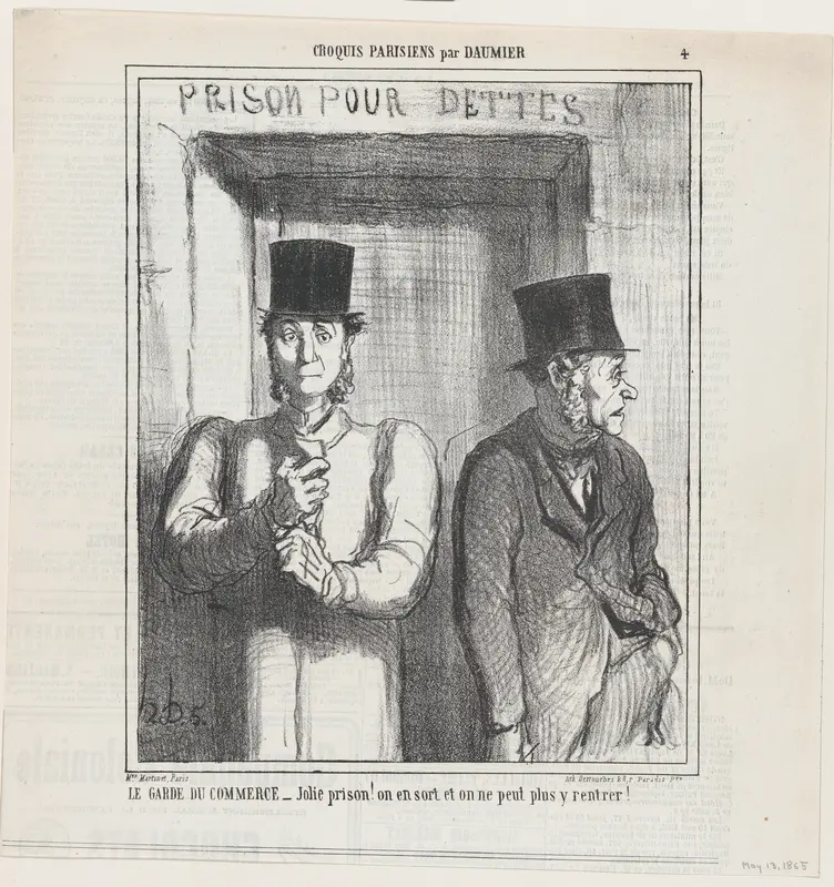 Bailiff at the commercial court, from 'Parisian Sketches,' published in Le Charivari, May 13, 1865 Wall Art by Honoré Daumier - High-Resolution Digital Print
