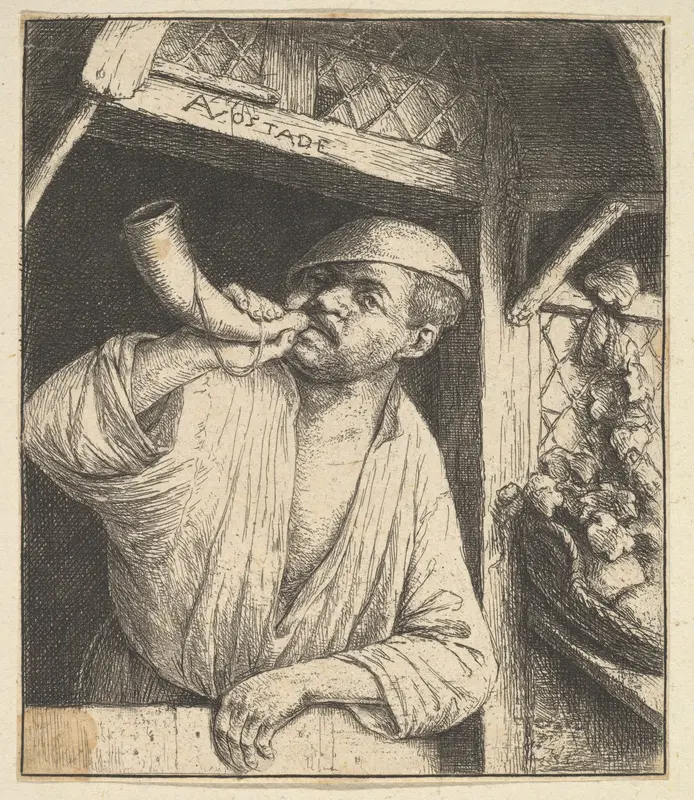 Baker Blowing Horn Wall Art by Adriaen van Ostade - High-Resolution Digital Print