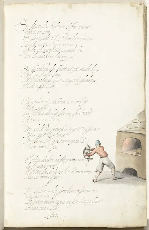 Bakker die een kat in een oven gooit Wall Art by Gesina ter Borch - High-Resolution Digital Print