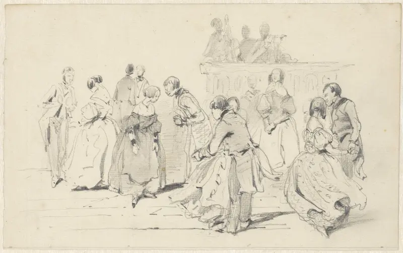 Bal, op de achtergrond een orkestje Wall Art by Pieter van Loon - High-Resolution Digital Print