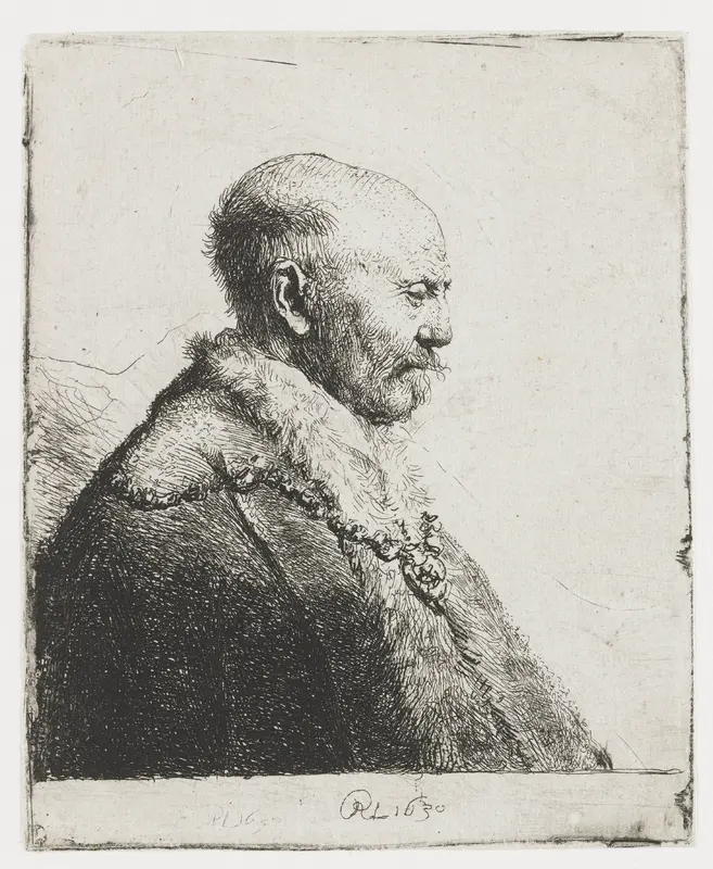 Bald headed man in profile right: the artist's father (?) Wall Art by Unknown - High-Resolution Digital Print