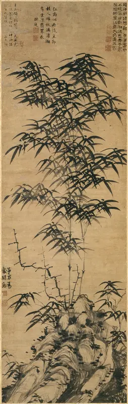 Bamboo and rock Wall Art by Deng Yu - High-Resolution Digital Print