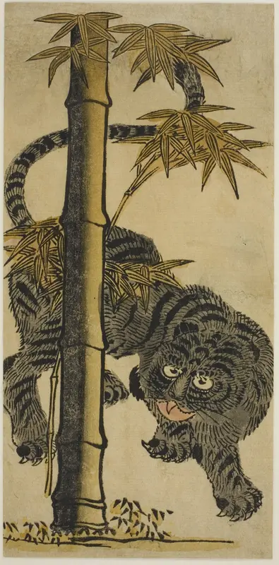 Bamboo and Tiger Wall Art by Nishimura Shigenaga - High-Resolution Digital Print