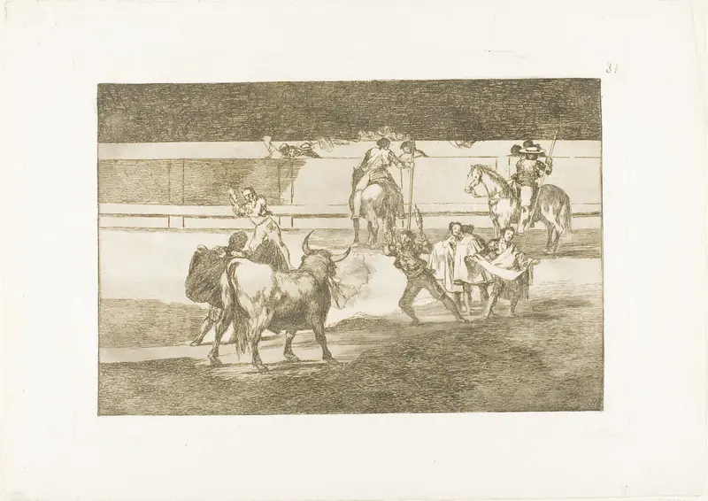 Banderillas with firecrackers, plate 31 from The Art of Bullfighting