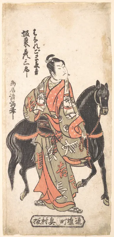 Bando Hikosaburo as Hanaregoma Chokichi Holding His Black Horse Wall Art by Torii Kiyomitsu - High-Resolution Digital Print