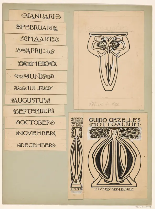 Bandontwerp en illustraties voor: Guido Gezelle, Motto-album, 1904-1919 Wall Art by Unknown - High-Resolution Digital Print