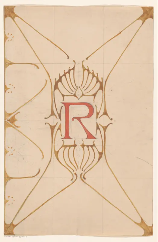 Bandontwerp met een hoofdletter R Wall Art by Unknown - High-Resolution Digital Print
