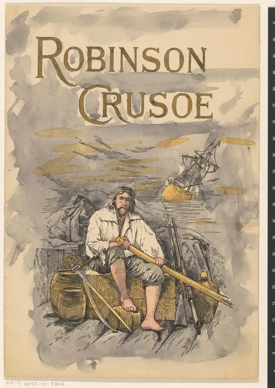 Bandontwerp voor: Daniel Defoe, Robinson Crusoe, jaar onbekend Wall Art by anonymous - High-Resolution Digital Print