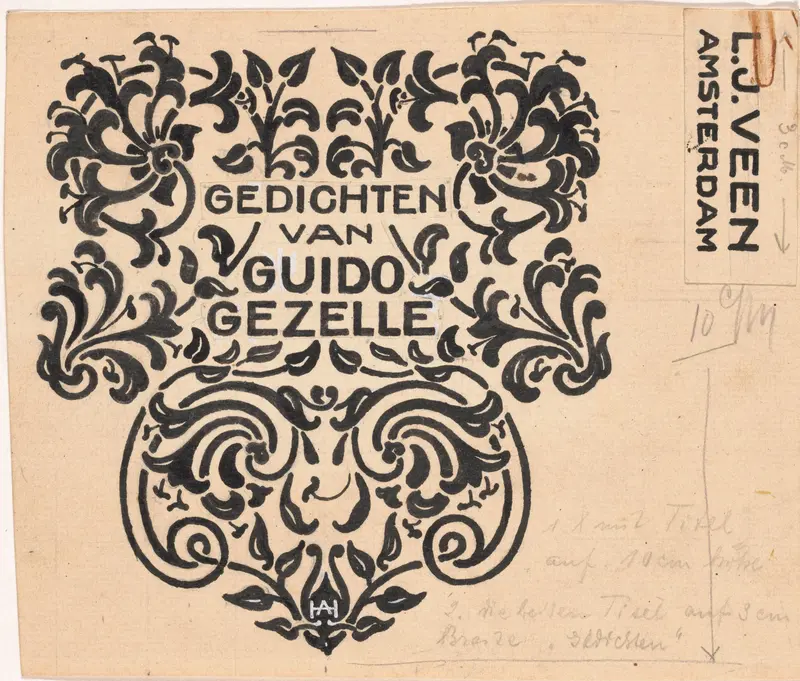Bandontwerp voor: Gedichten van Guido Gezelle, jaar onbekend Wall Art by Unknown - High-Resolution Digital Print