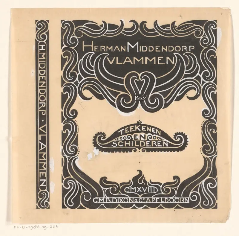 Bandontwerp voor: Herman Middendorp, Vlammen, 1918 Wall Art by Reinier Willem Petrus de Vries (1874-1953) - High-Resolution Digital Print