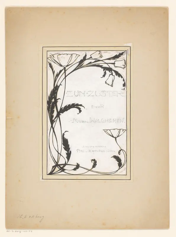 Bandontwerp voor: M. van Walcheren, Zijn zuster, 1899 Wall Art by Willem Wenckebach - High-Resolution Digital Print