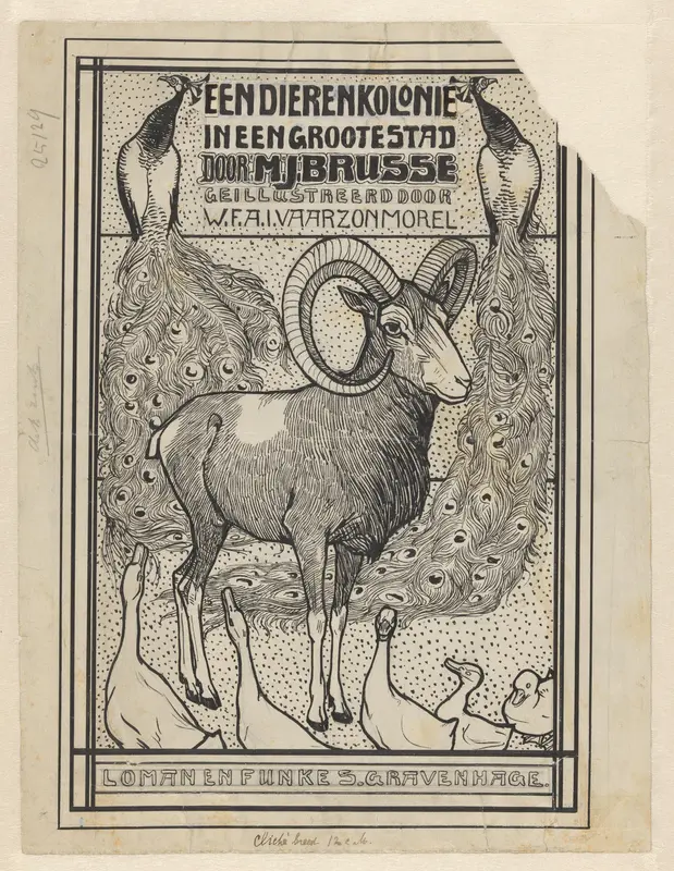 Bandontwerp voor: M.J. Brusse, Een dierenkolonie in een groote stad, 1898 Wall Art by Unknown - High-Resolution Digital Print