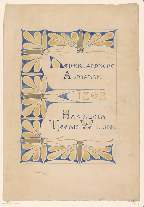 Bandontwerp voor: Nederlandsche Almanak voor 1898 Wall Art by Reinier Willem Petrus de Vries (1874-1953) - High-Resolution Digital Print