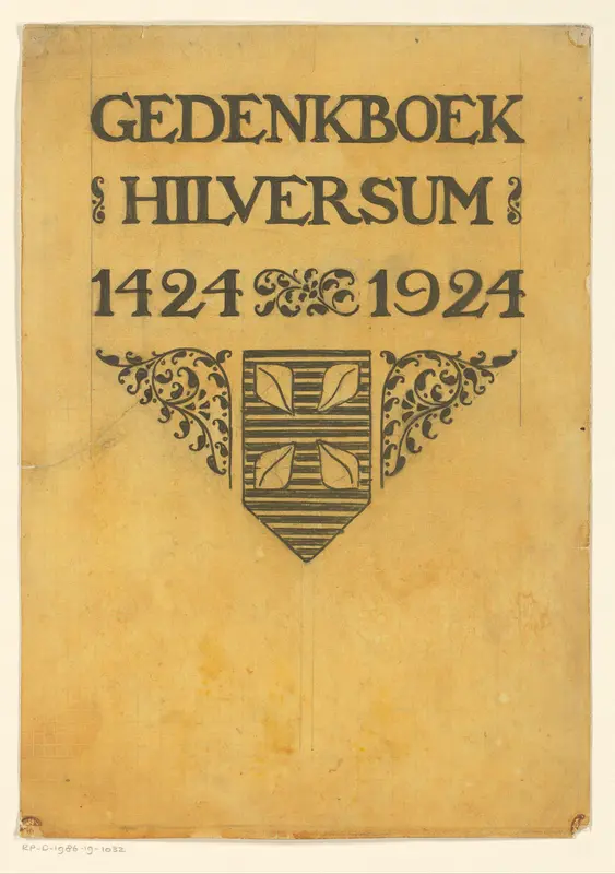 Bandontwerp voor: P.J. Ravesteijn, Gedenkboek Hilversum 1424-1924, 1924 Wall Art by Reinier Willem Petrus de Vries (1874-1953) - High-Resolution Digital Print