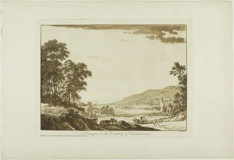 Bangor in the County of Caernarvon, plate nine from Twelve Views in North Wales
