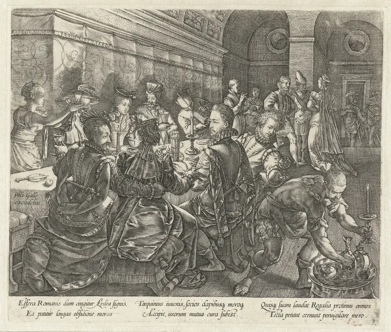 Banket in het huis van Tarquinius Wall Art by Jan van der Straet - High-Resolution Digital Print