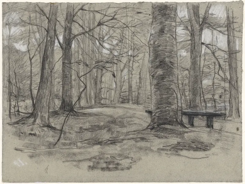 Bankje in het bos Wall Art by Egbert Rubertus Derk Schaap - High-Resolution Digital Print