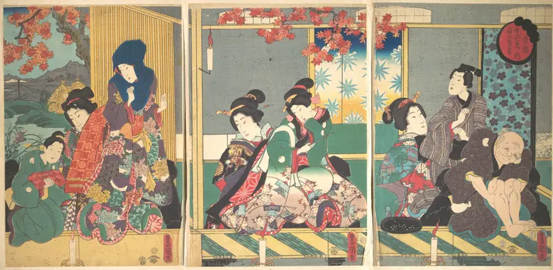 Banquet of the Next Full Moon at the Chrysanthemum Festival, from the series The Twelve Months (Chōyō nochi no tsuki no en, Jūni tsuki no uchi)