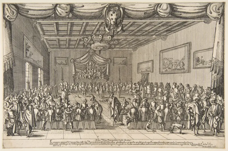 Banquet of the Piacevoli Wall Art by Stefano della Bella - High-Resolution Digital Print