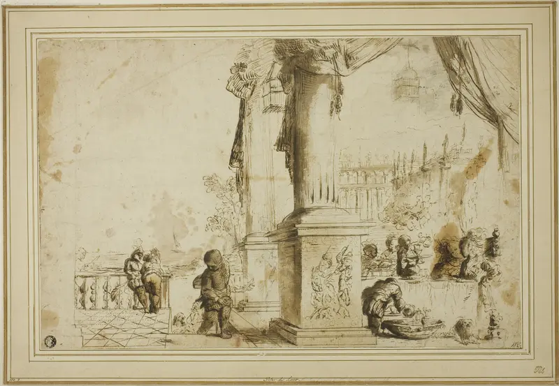 Banquet Scene on Terrace Wall Art by Unknown artist - High-Resolution Digital Print