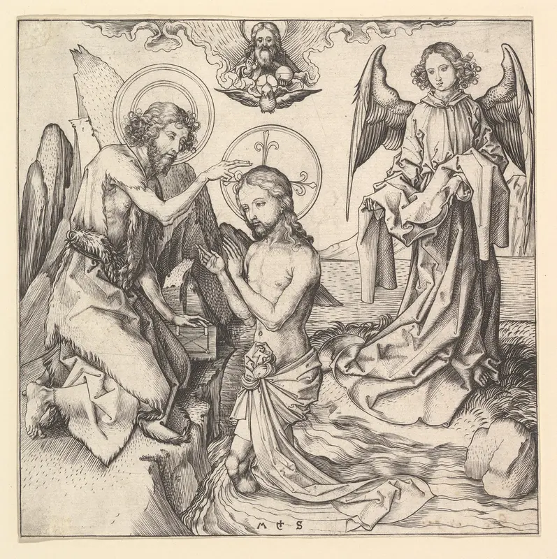 Baptism of Christ Wall Art by Martin Schongauer - High-Resolution Digital Print