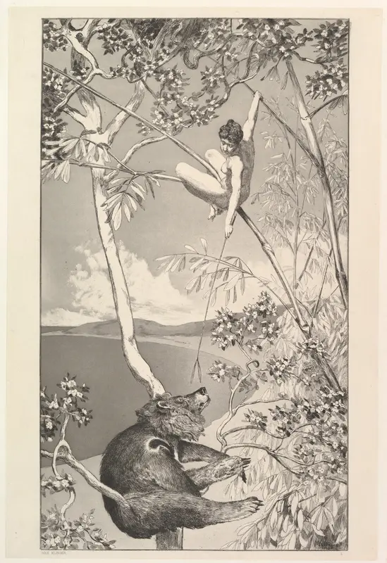 Bär und Elfe, from the series Intermezzi Wall Art by Max Klinger - High-Resolution Digital Print