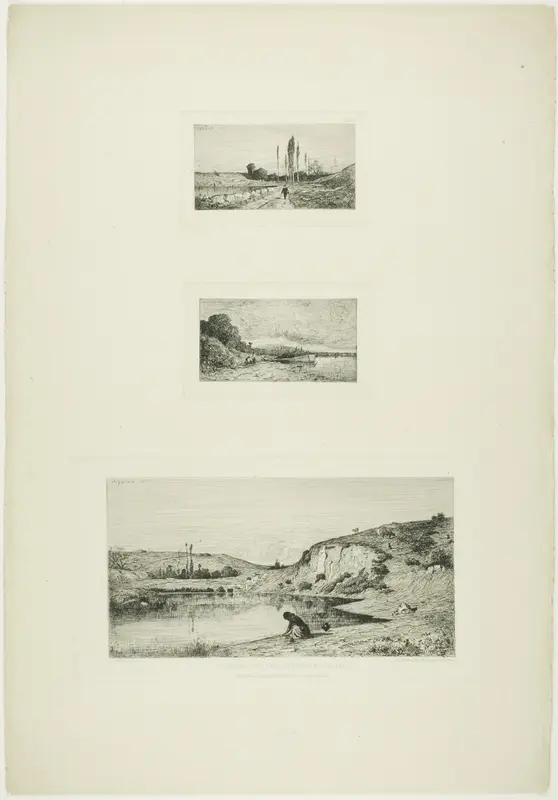 Barge at the Edge of a River Wall Art by Adolphe Appian - High-Resolution Digital Print