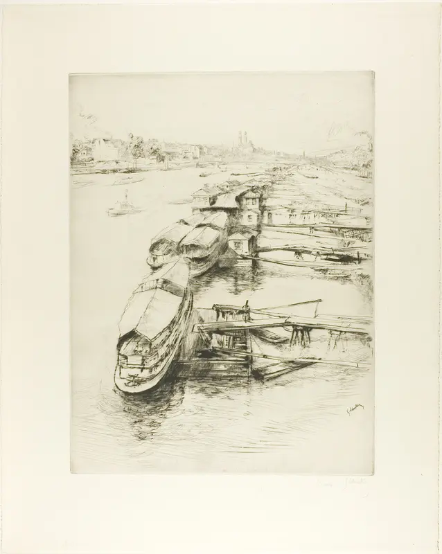 Barges at Auteuil Wall Art by Gustave Leheutre - High-Resolution Digital Print