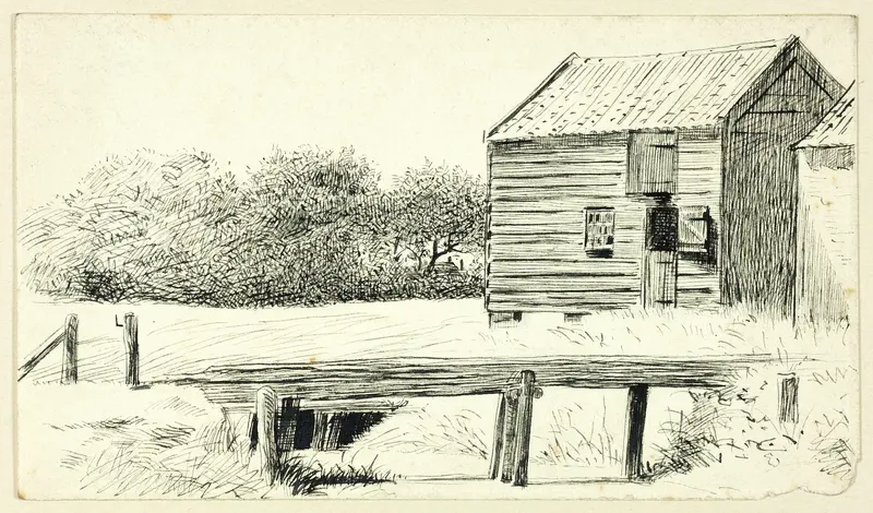 Barn and Bridge Wall Art by Henry Stacy Marks - High-Resolution Digital Print