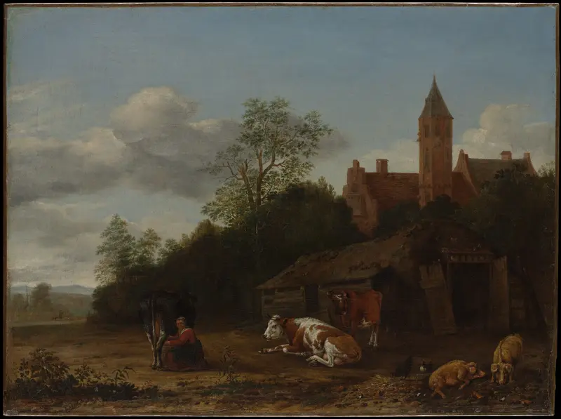 Barnyard Scene Wall Art by Anthonie van Borssom - High-Resolution Digital Print