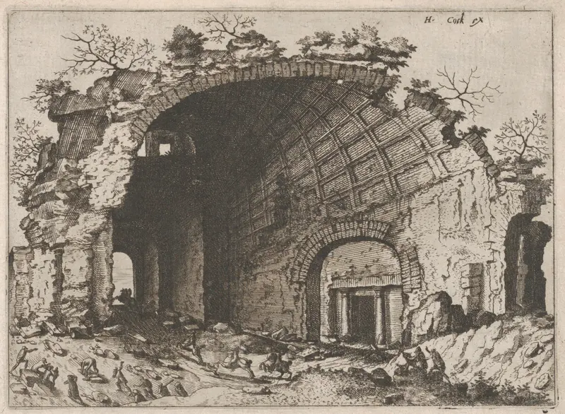 Barrel Vault with Coffering, from "Roman Ruins and Buildings" Wall Art by Johannes van Doetecum I - High-Resolution Digital Print