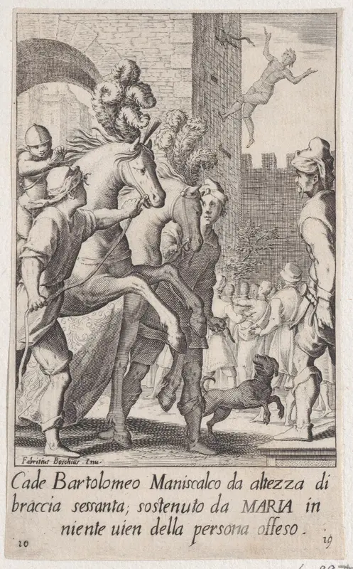 Bartolomeo, Blacksmith-Ferrier, from Scelta d'Alcuni Miracoli e Grazie della Santissima Nunziata di Firenze (Selection of Some Miracles and Graces that Occurred in the Church of the Annunziata in Florence) Wall Art by Jacques Callot - High-Resolution Digital Print