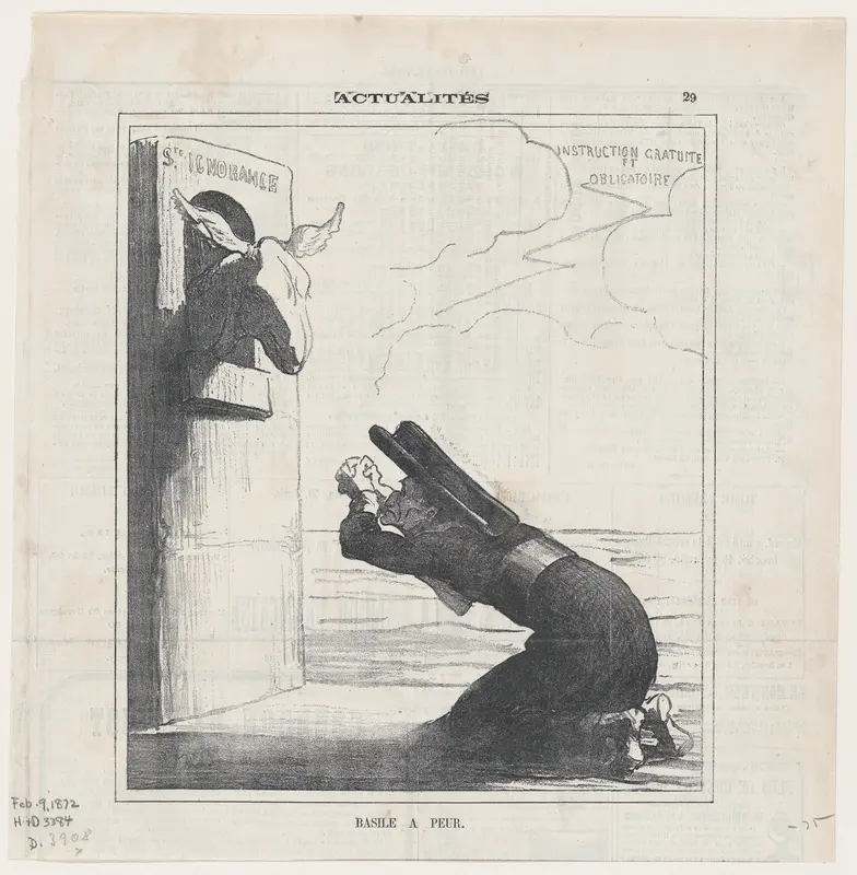 Basile in fear, from 'News of the day,' published in Le Charivari, February 9, 1872 Wall Art by Honoré Daumier - High-Resolution Digital Print