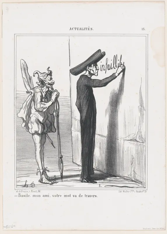 Basile, my friend, your word is going to be askew, from 'News of the day,' published in Le Charivari, January 20, 1870 Wall Art by Honoré Daumier - High-Resolution Digital Print