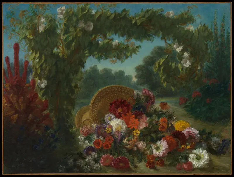 Basket of Flowers Wall Art by Eugène Delacroix - High-Resolution Digital Print