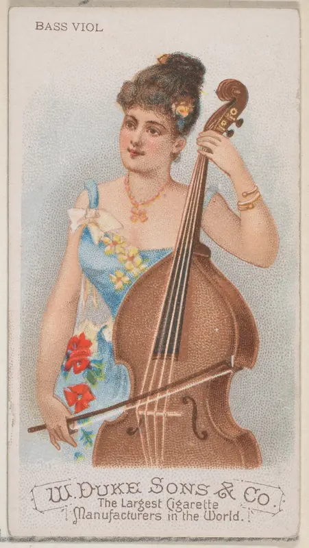 Bass Viol, from the Musical Instruments series (N82) for Duke brand cigarettes Wall Art by W. Duke, Sons & Co. - High-Resolution Digital Print