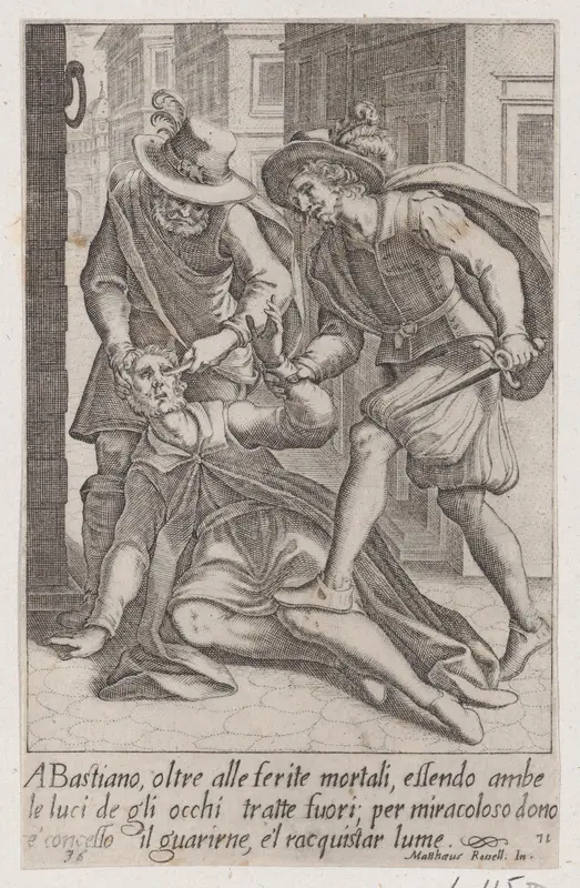 Bastiano, from Scelta d'Alcuni Miracoli e Grazie della Santissima Nunziata di Firenze (Selection of Some Miracles and Graces that Occurred in the Church of the Annunziata in Florence) Wall Art by Jacques Callot - High-Resolution Digital Print