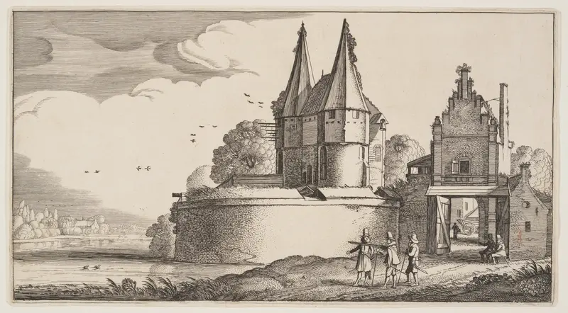 Bastion and Town-Gate on a River, from Landscapes (Playsante Lantschappen)