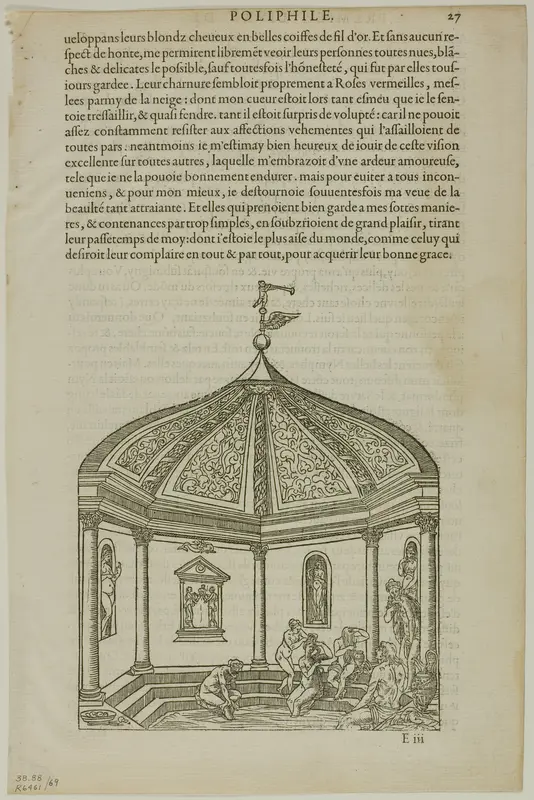 Bath House from Hyperotomachie ou discours du son gede Poliphile, plate 69 from Woodcuts from Books of the XVI Century Wall Art by Jean Goujon - High-Resolution Digital Print