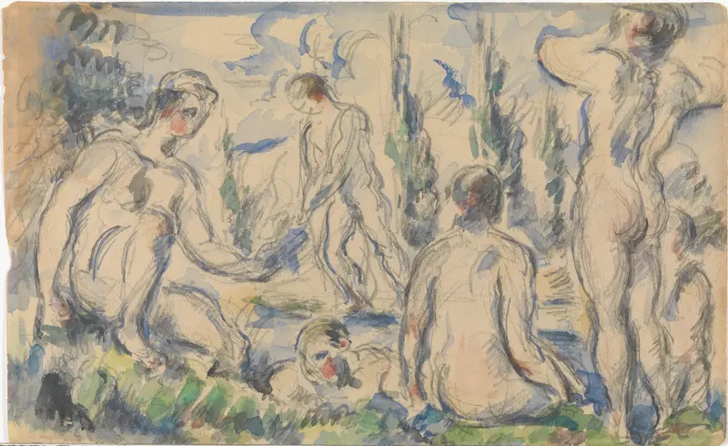 Bathers (recto); Landscape (verso) Wall Art by Paul Cézanne - High-Resolution Digital Print