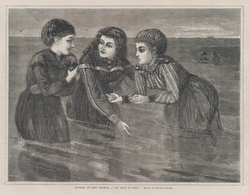 Bathing at Long Branch "Oh, Ain't It Cold" (Every Saturday, Vol. III, New Series) Wall Art by Winslow Homer - High-Resolution Digital Print