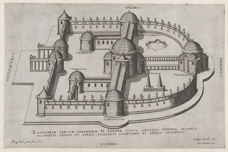 Baths of Agrippa, from "Speculum Romanae Magnificentiae" Wall Art by Giovanni Ambrogio Brambilla - High-Resolution Digital Print