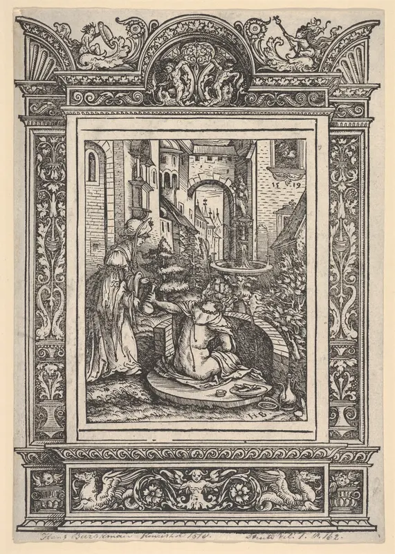 Bathsheba Bathing, from "Women's Wile" (Weiberlisten) Wall Art by Hans Burgkmair - High-Resolution Digital Print