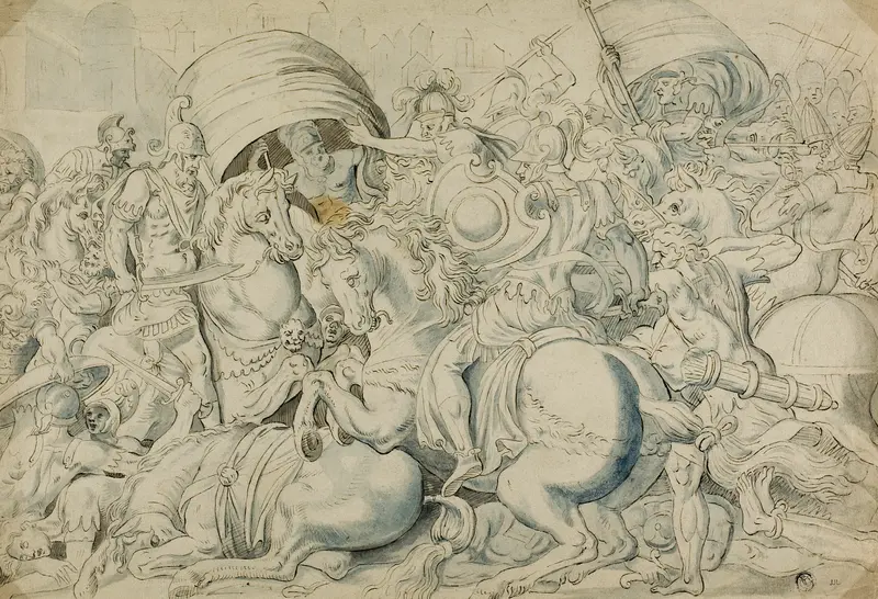 Battle before Troy Wall Art by Luca Penni - High-Resolution Digital Print